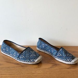 Blue Patterned Slip-ons